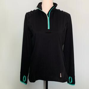 Lands' End Black Activewear Quarter Zip Pullover Size Medium